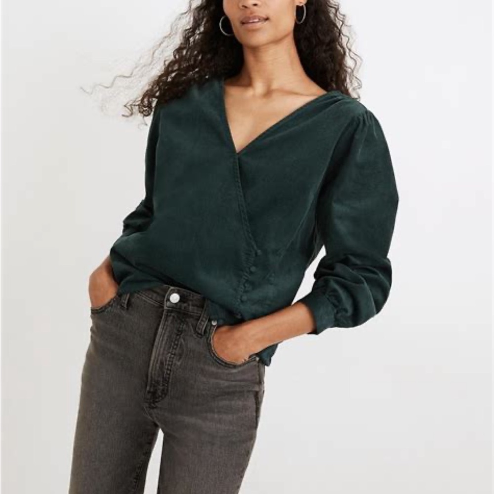 Madewell corduroy Kingston side button wrap top